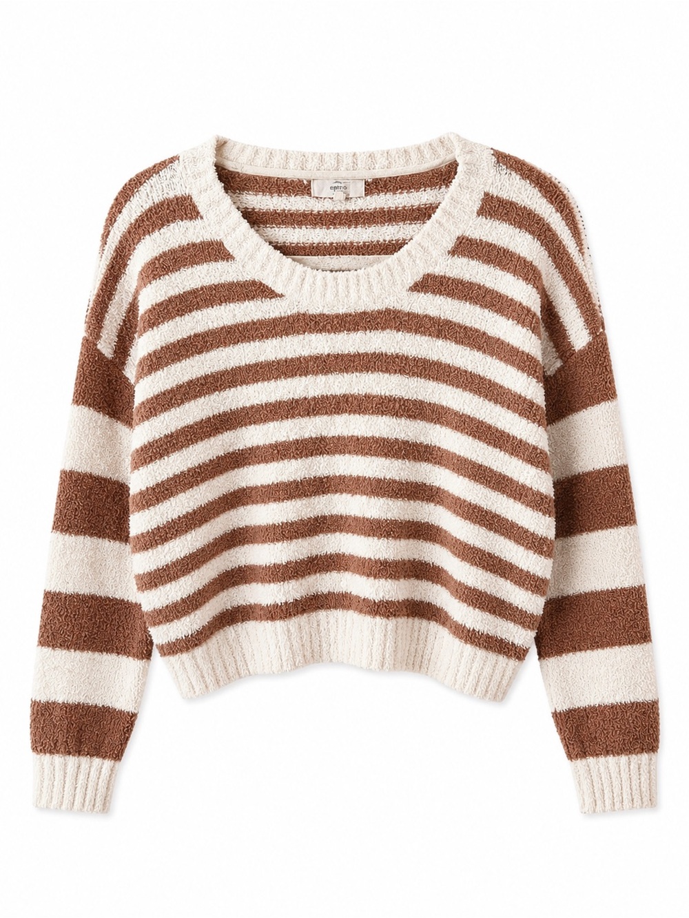 Entro Cropped Oversized Soft Striped Sweater